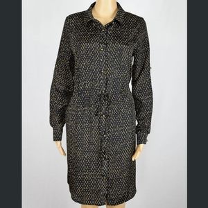 Maison Jules Polka Dot Long Rolltab Sleeve Shirt Dress size large